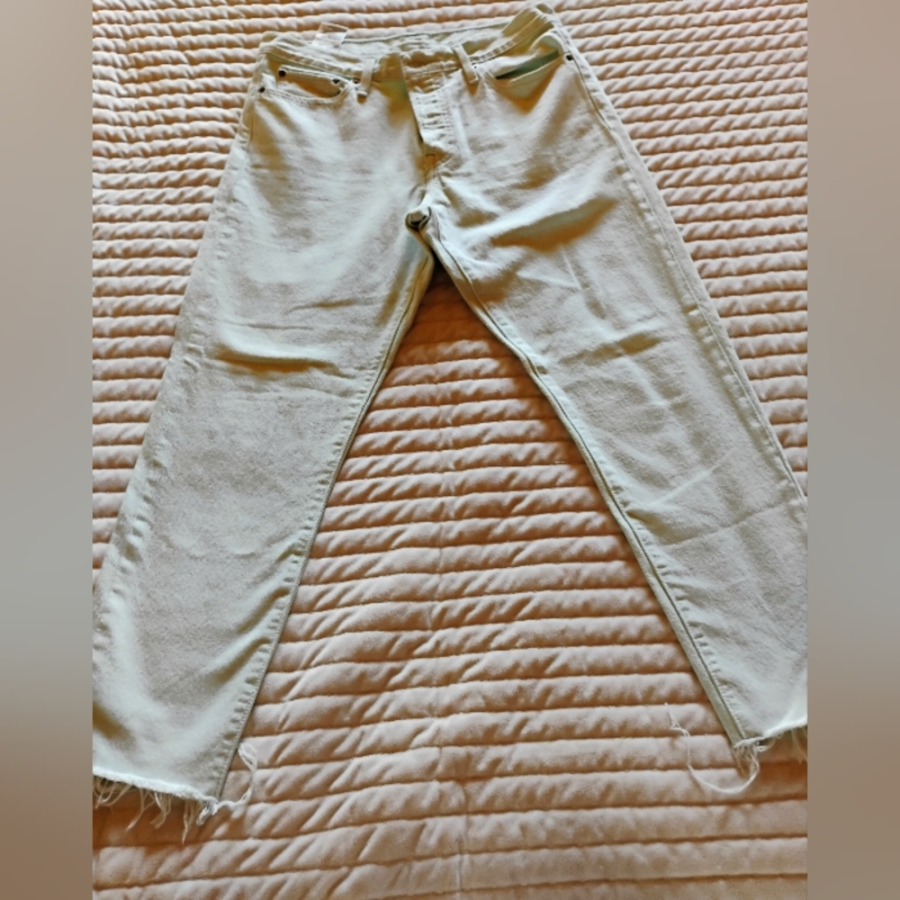 Levi's mint colored raw hem